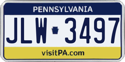 PA license plate JLW3497
