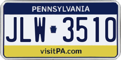 PA license plate JLW3510