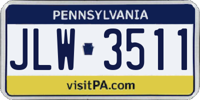 PA license plate JLW3511