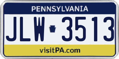 PA license plate JLW3513