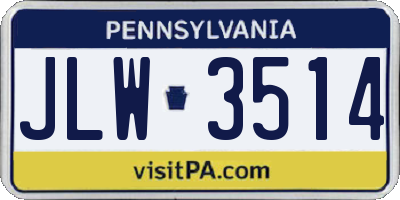 PA license plate JLW3514