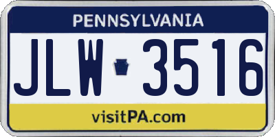 PA license plate JLW3516