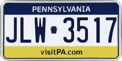 PA license plate JLW3517