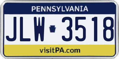 PA license plate JLW3518