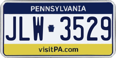 PA license plate JLW3529