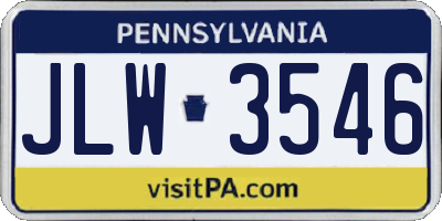 PA license plate JLW3546
