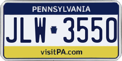 PA license plate JLW3550