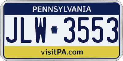 PA license plate JLW3553