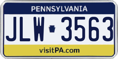 PA license plate JLW3563