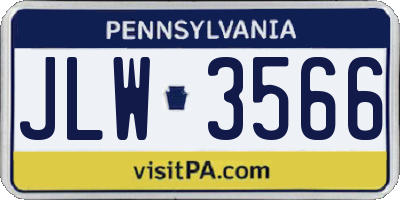 PA license plate JLW3566