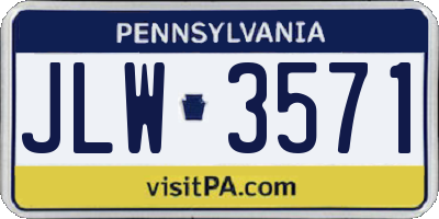 PA license plate JLW3571