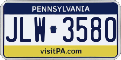PA license plate JLW3580
