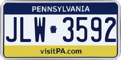 PA license plate JLW3592