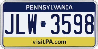 PA license plate JLW3598