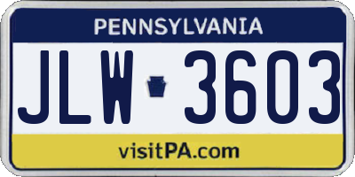 PA license plate JLW3603