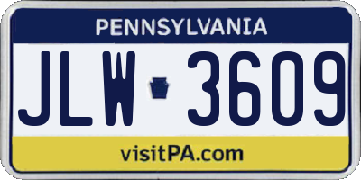 PA license plate JLW3609