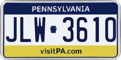 PA license plate JLW3610