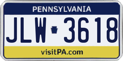 PA license plate JLW3618