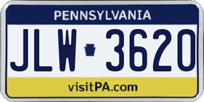 PA license plate JLW3620