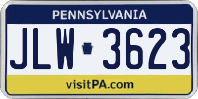 PA license plate JLW3623