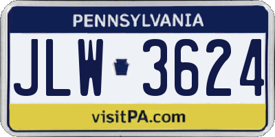 PA license plate JLW3624