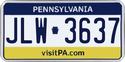 PA license plate JLW3637