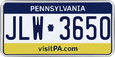 PA license plate JLW3650