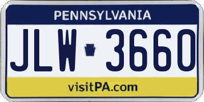 PA license plate JLW3660