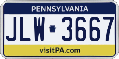 PA license plate JLW3667
