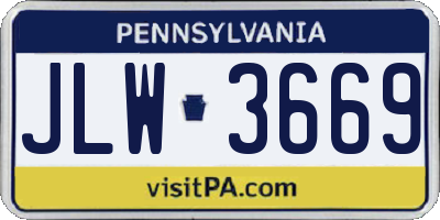 PA license plate JLW3669
