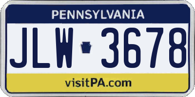 PA license plate JLW3678