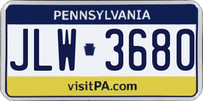 PA license plate JLW3680
