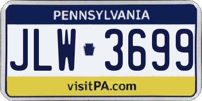 PA license plate JLW3699