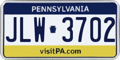 PA license plate JLW3702
