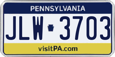 PA license plate JLW3703