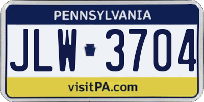 PA license plate JLW3704