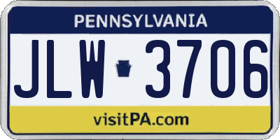 PA license plate JLW3706