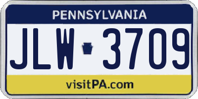 PA license plate JLW3709