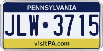 PA license plate JLW3715