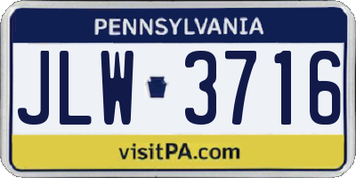 PA license plate JLW3716