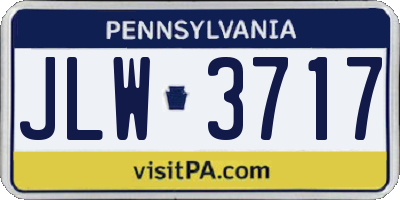 PA license plate JLW3717