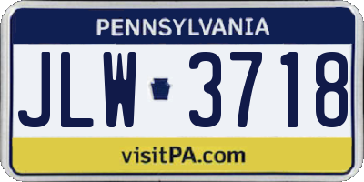 PA license plate JLW3718
