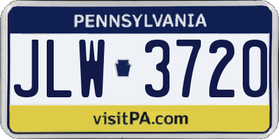 PA license plate JLW3720