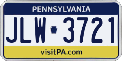 PA license plate JLW3721