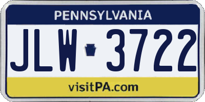 PA license plate JLW3722