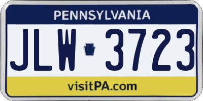 PA license plate JLW3723
