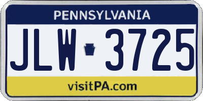 PA license plate JLW3725