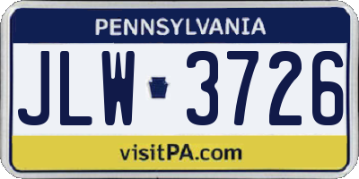 PA license plate JLW3726