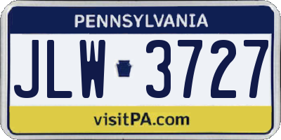 PA license plate JLW3727