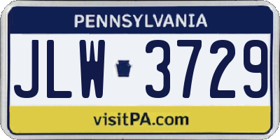 PA license plate JLW3729